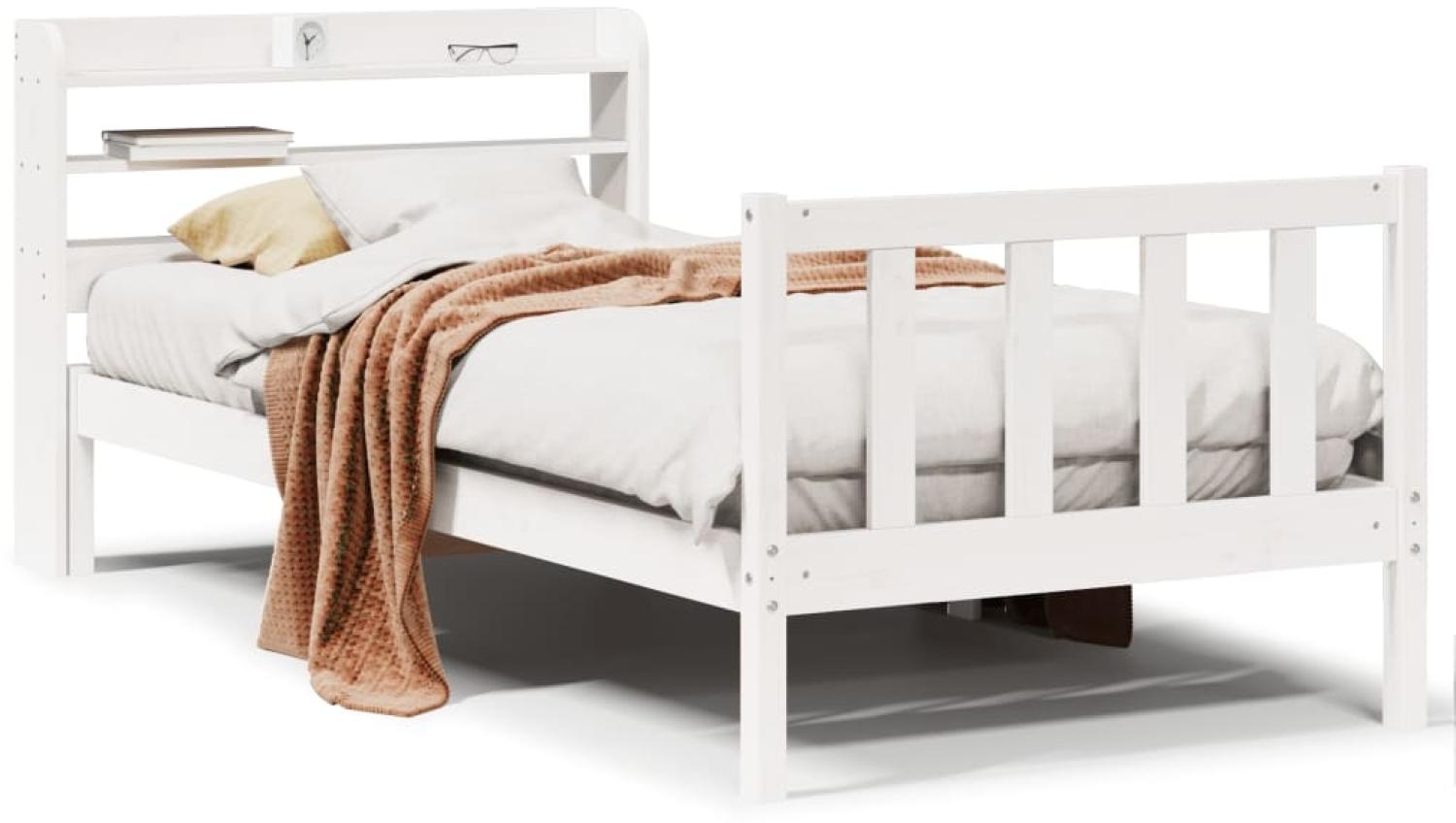 vidaXL Massivholzbett ohne Matratze Weiß 90x200 cm Kiefernholz 3306575 Bild 1