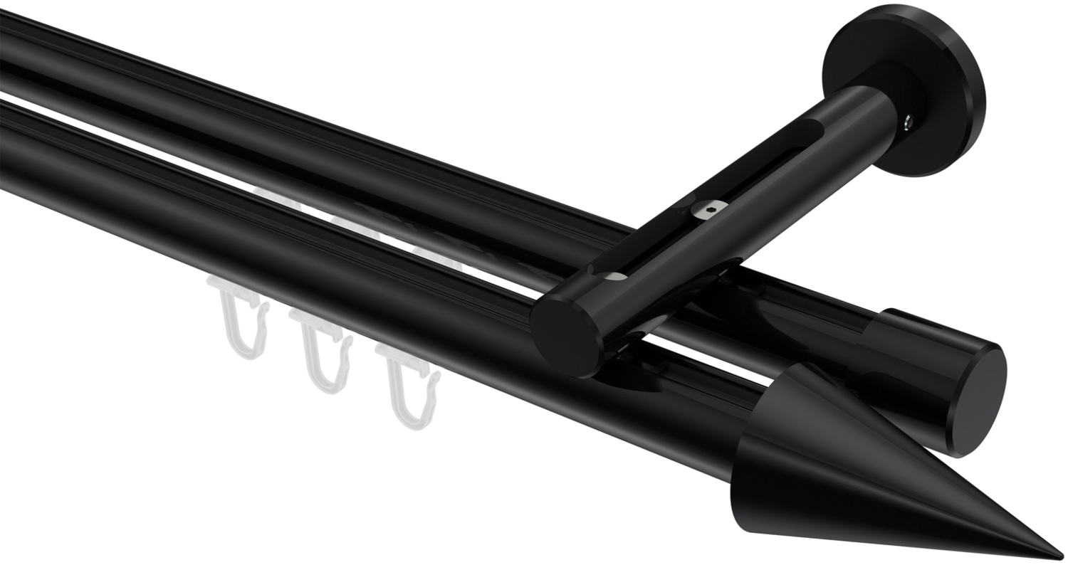 Innenlauf-Gardinenstangen-Set Siteno Savio 120 cm, 2-läufig, 20 mm Ø Schwarz Bild 1