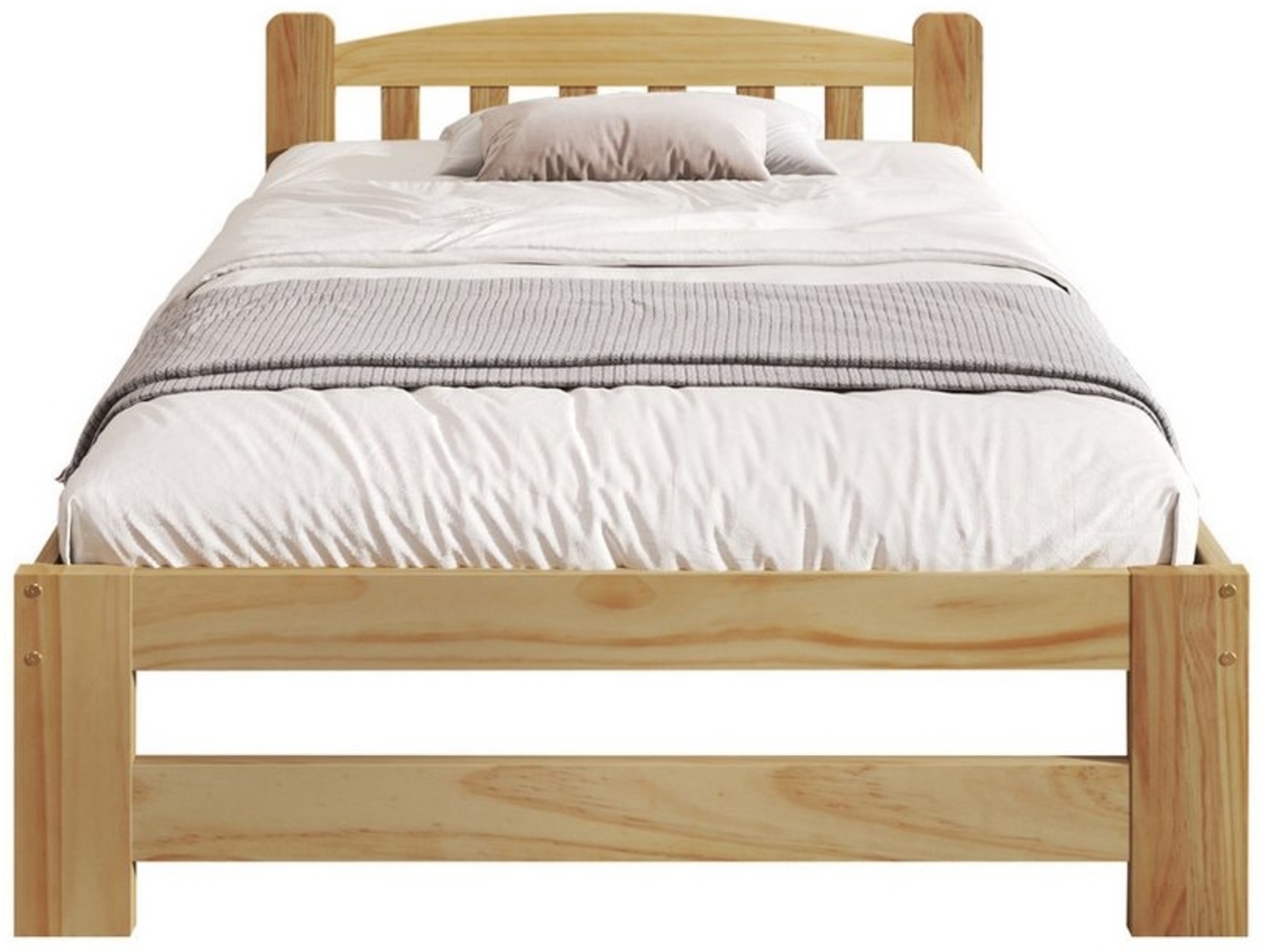 TavilaEcon Massivholzbett Kinderbett Jugendbett Holzbett Futonbett, Einzelbett, mit Kopfteil und Lattenroste Bild 1