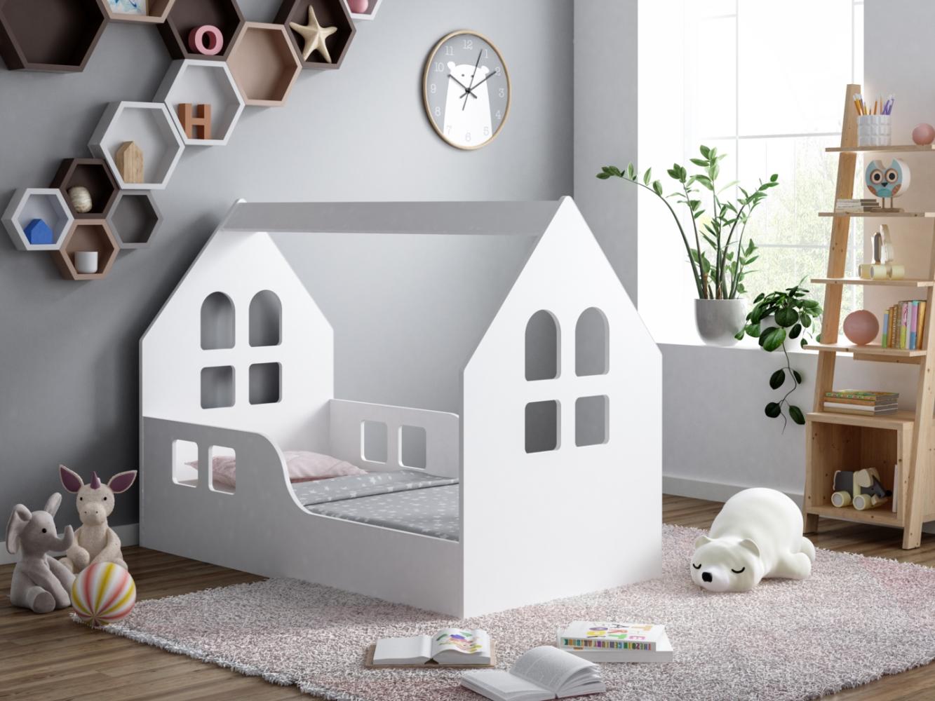 Sämann® Babybett Hausbett Window 70x140 cm mit Matratze delight, weiß Bild 1