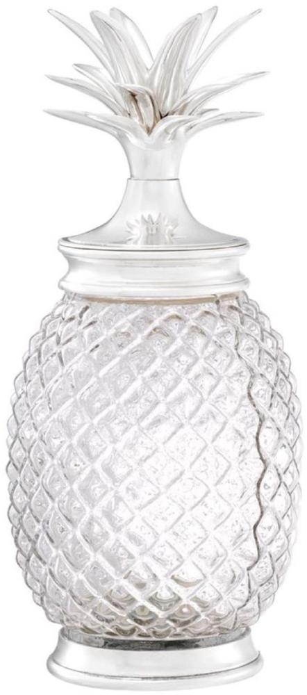 Casa Padrino Luxus Vorratsglas mit Deckel im Ananas Design Silber Ø 16,5 x H. 36,5 cm - Designer Deko Accessoires Bild 1