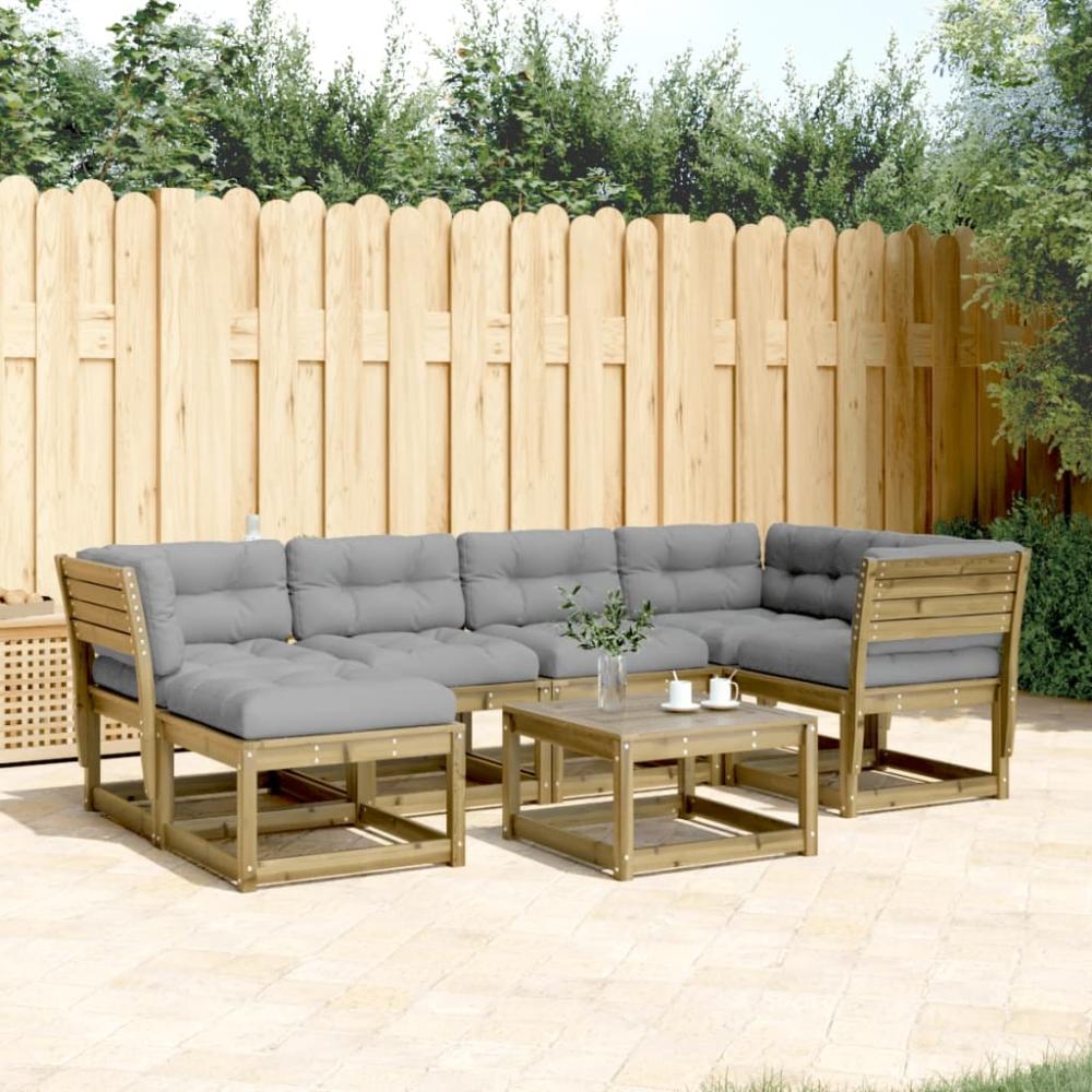 vidaXL 6-tlg. Garten-Sofagarnitur mit Kissen Kiefernholz Imprägniert 3217044 Bild 1