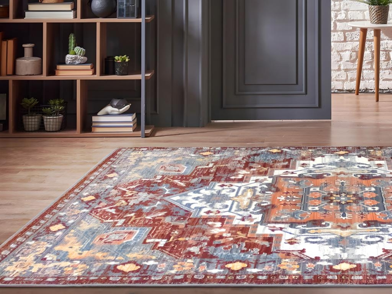 Teppich orientalisch KALYAN - 160x230 cm - Rot & Blau Bild 1