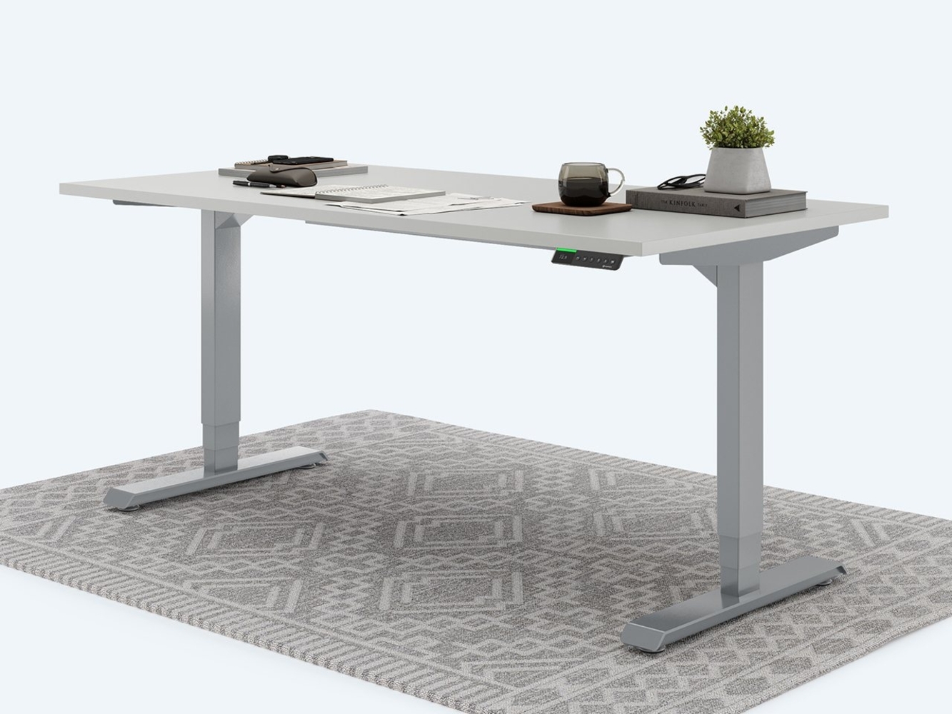 Desktopia Pro X - Elektrisch höhenverstellbarer Schreibtisch / Ergonomischer Tisch mit Memory-Funktion, Grau, Gestell Grau, 120x80 cm Bild 1