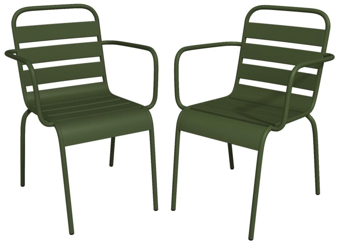 Vente-unique - Gartensessel stapelbar 2er-Set - Metall - Khaki - MIRMANDE von MYLIA Bild 1