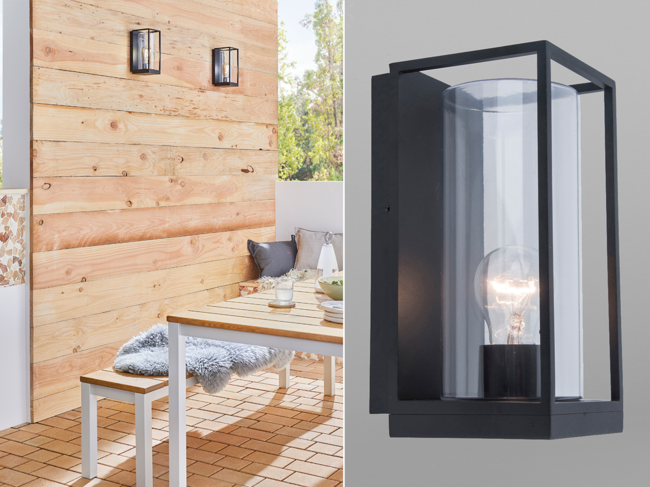 Lutec Außenwandleuchte Flair E27 anthrazit rechteckig Bild 1