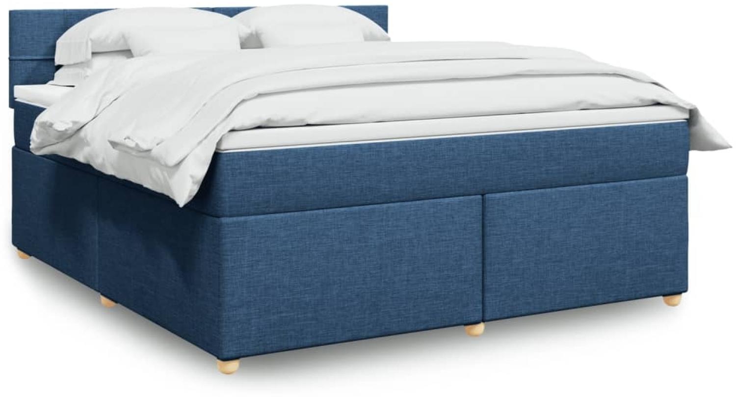 vidaXL Boxspringbett mit Matratze Blau 180x200 cm Stoff 3289065 Bild 1