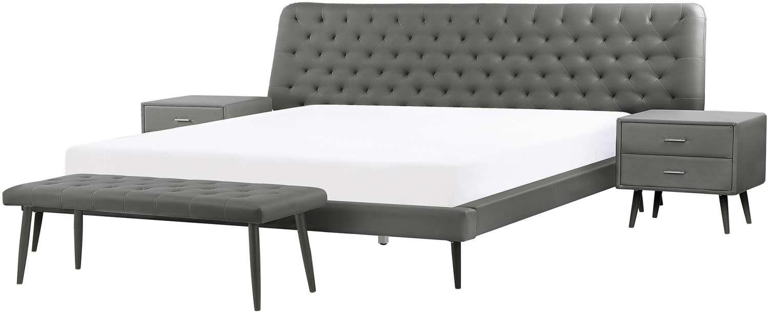 Schlafzimmer komplett Set 4-teilig grau 180x200 cm ESSONNE Bild 1