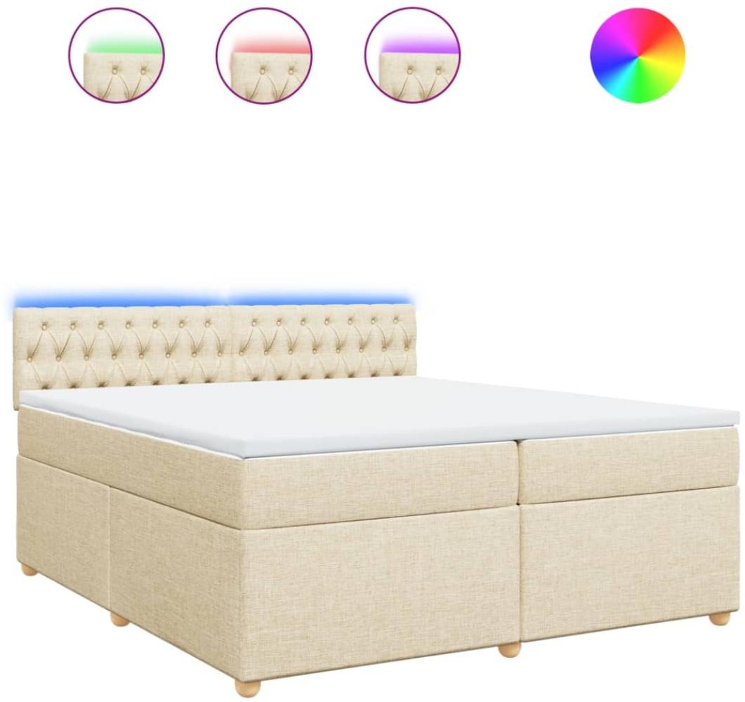 vidaXL Boxspringbett mit Matratze Creme 200x200 cm Stoff 3289099 Bild 1