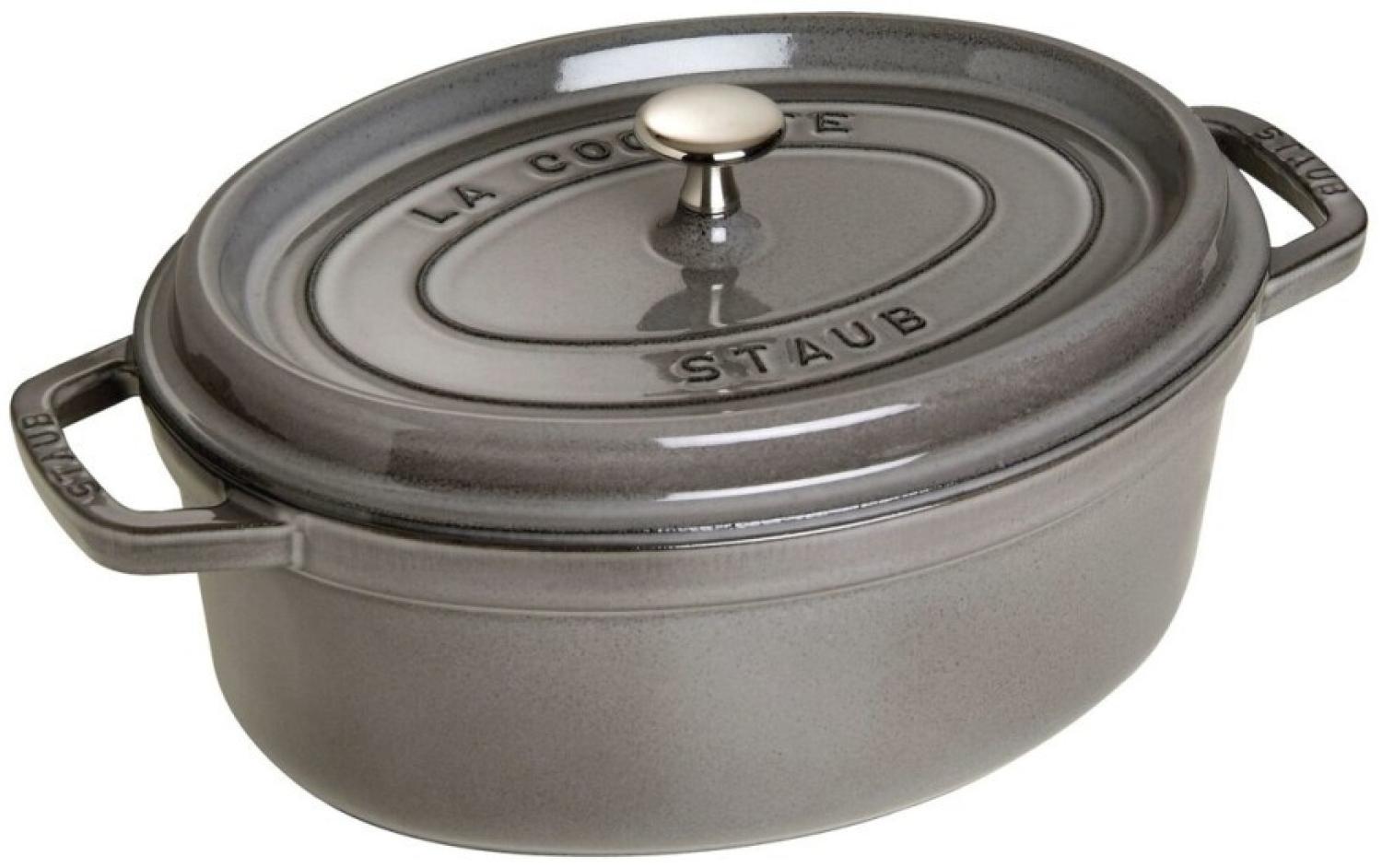 Staub La Cocotte 31cm oval Graphit-grau, Gusseisen Auflaufformen + Bräter Bild 1