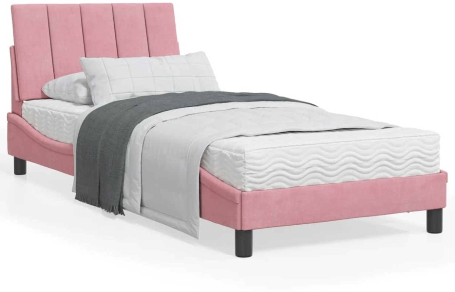 vidaXL Bettgestell ohne Matratze "Hanko" Rosa 90x200 cm Samt 3207830 Bild 1