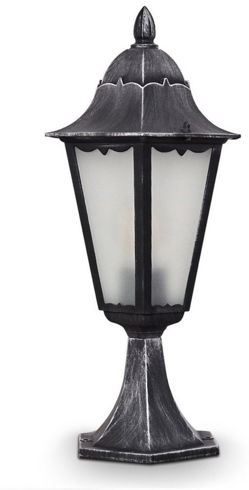 hofstein Pollerleuchte »Ganna« Außenleuchte Frost, Aluguß Schwarz/Silber, Milchglas-Scheiben, Wegeleuchte, höhenverstellbar, Retro/Vintage Gartenlampe, E27, IP44 Bild 1