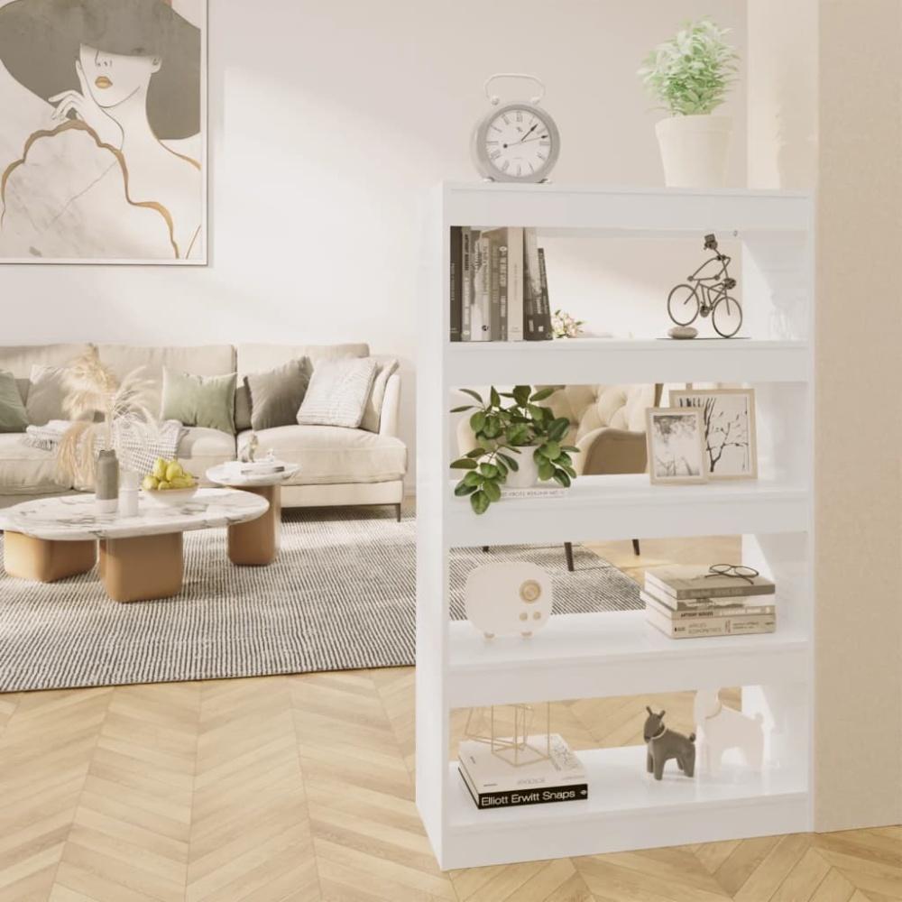 vidaXL Bücherregal/Raumteiler Hochglanz-Weiß 80x30x135cm Holzwerkstoff 811715 Bild 1