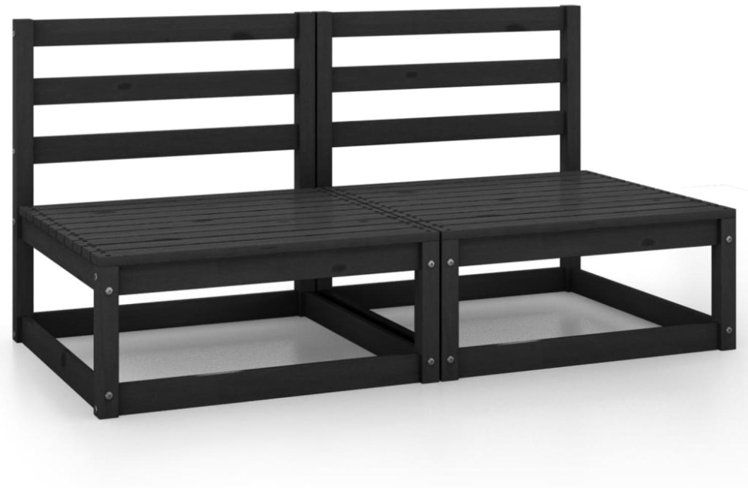 vidaXL Garten-Mittelsofas 2 Stk. Schwarz Kiefer Massivholz 805684 Bild 1