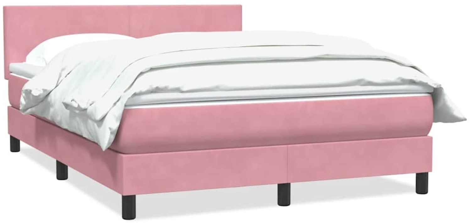 vidaXL Boxspringbett mit Matratze Rosa 140x220 cm Samt 3316070 Bild 1