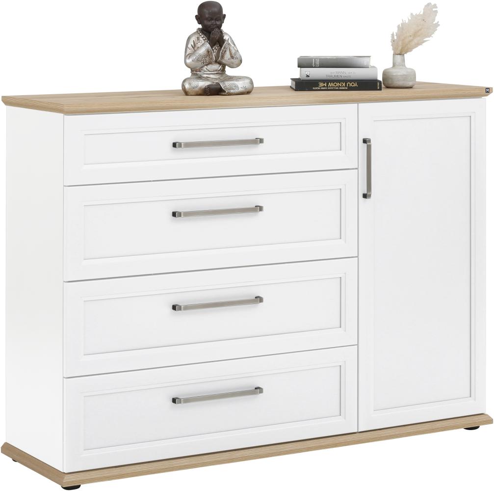 Kommode >Vermilion< in Weiß matt - 138. 1x103. 9x41. 3cm (BxHxT) Bild 1