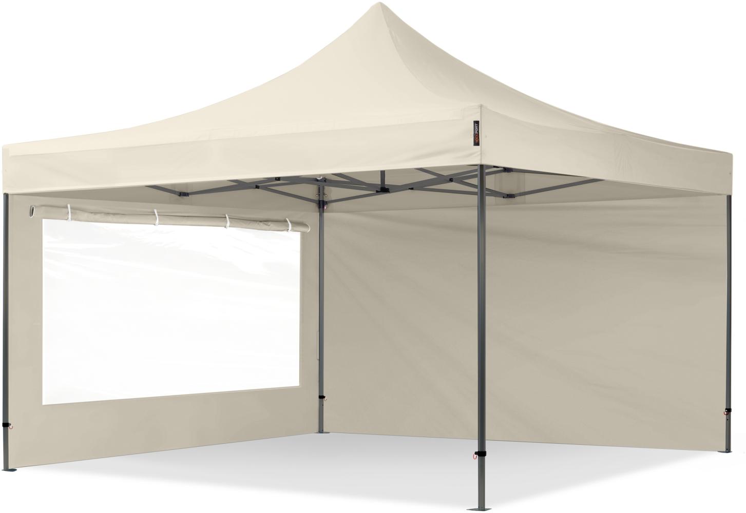 4x4 m Faltpavillon, PREMIUM Stahl 40mm, Seitenteile mit Panoramafenstern, creme Bild 1