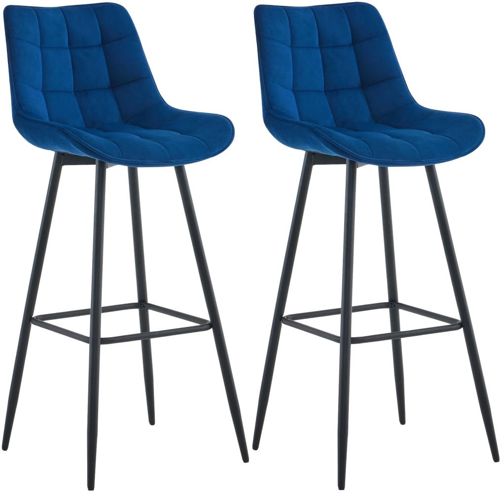 CLP 2er Set Barhocker Dartford,blau Samt Bild 1