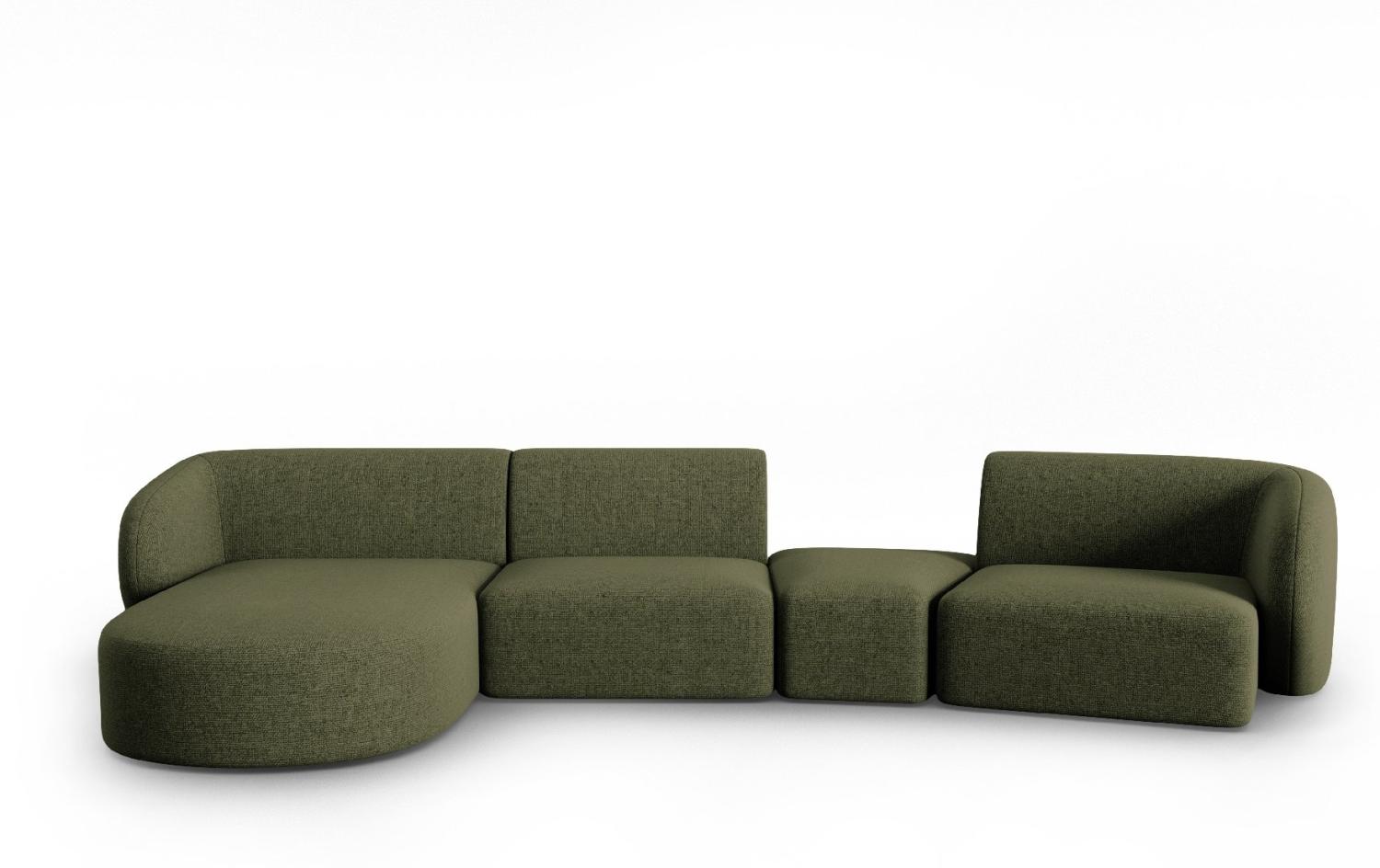 Micadoni Modulares Sofa Shane 5-Sitzer Links Chenille Grün Melange Bild 1