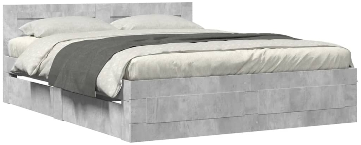 vidaXL Bettgestell mit Kopfteil Betongrau 160x200 cm Holzwerkstoff 3295551 Bild 1