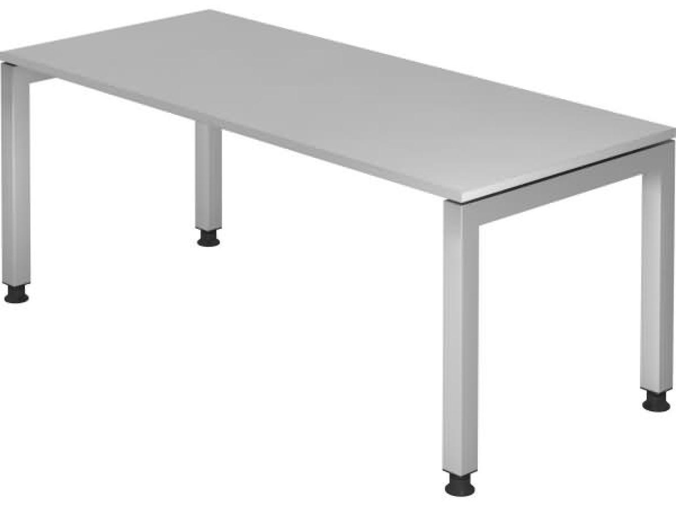 Schreibtisch JS19 U-Fuß eckig 180x80cm Grau Gestellfarbe: Silber Bild 1