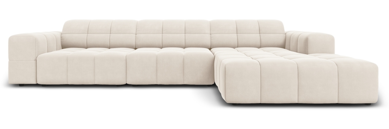 Micadoni Ecksofa Jennifer 4-Sitzer Rechts Samt Helles Beige Bild 1
