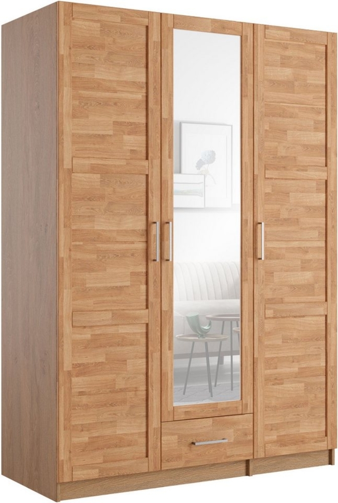 Home affaire Kleiderschrank Sabrina, natürlicher Landhausstil, mit Innenausstattung Spiegel und Schubladen, teilmassiv,Buche oder Eiche, FSC-zertifiziert Bild 1