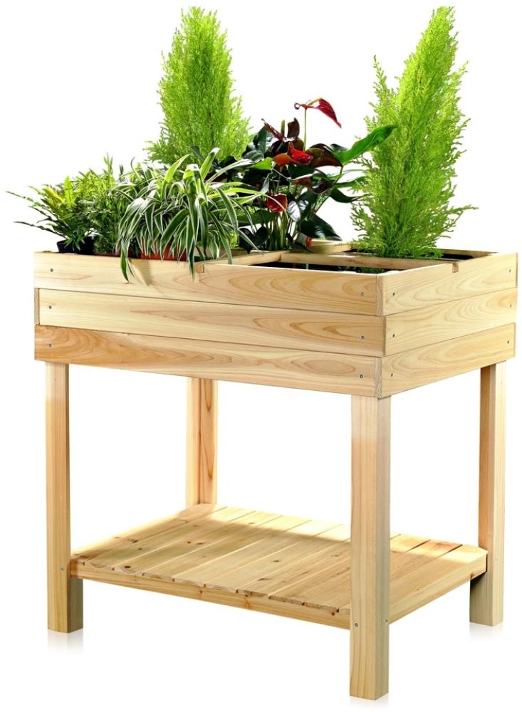 Hochbeet 4 Fächer Gartenbeet Holz Blumenständer Pflanzkasten Pflanztisch Gemüse Bild 1