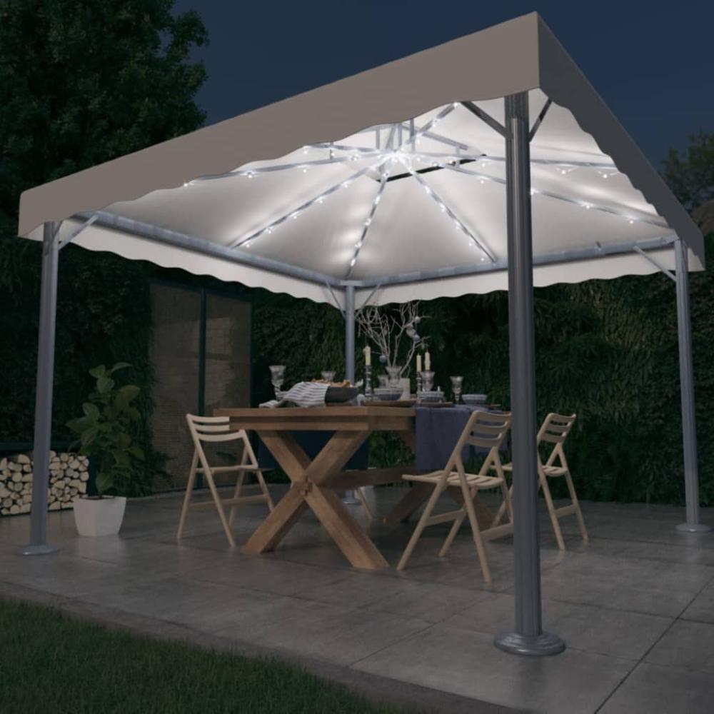 vidaXL Pavillon mit LED-Lichterkette 300x300 cm Cremeweiß Aluminium 3070342 Bild 1