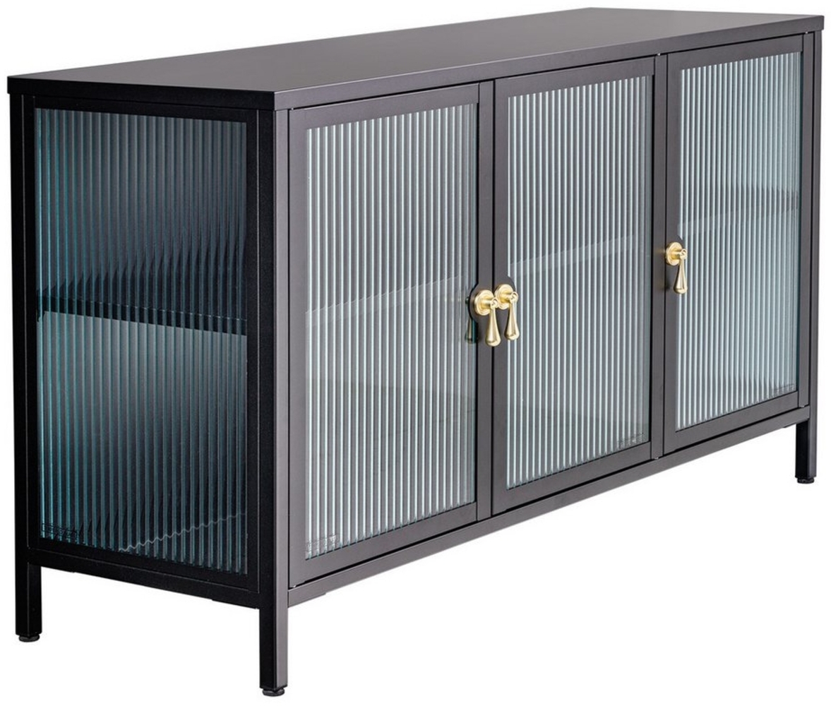 riess-ambiente Sideboard AMSTERDAM 105cm schwarz / transparent / gold (Einzelartikel, 1 St), Wohnzimmer · Sicherheitsglas · Metall · Kommode · Modern Design Bild 1