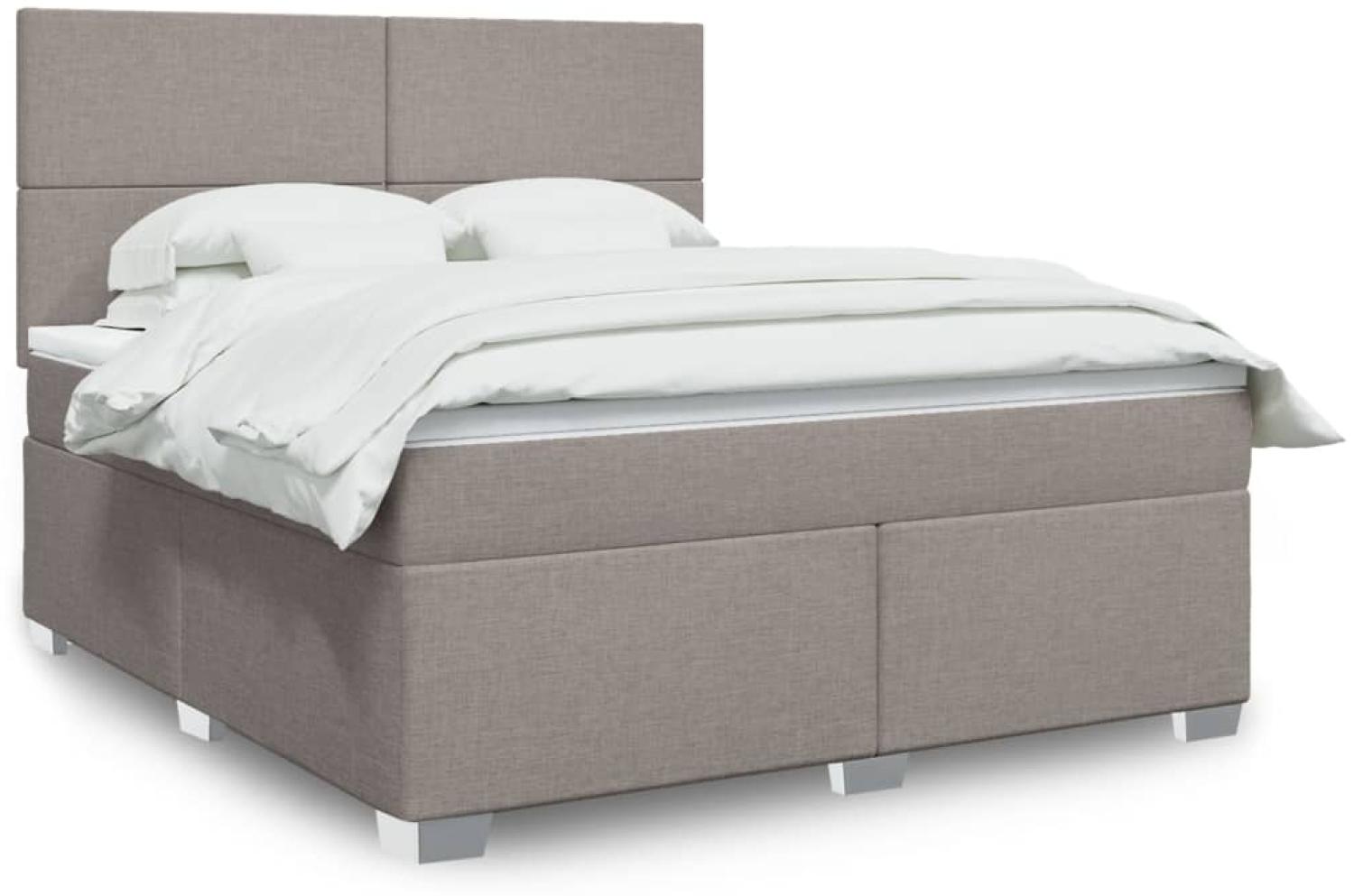 vidaXL Boxspringbett mit Matratze Taupe 180x200 cm Stoff 3292864 Bild 1