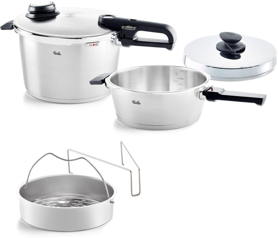 Fissler Vitavit Premium Schnellkochtopf Set 2-tlg, mit Schnellbratpfanne, Metalldeckel, Edelstahl 18/10, 622-812-11-090 Bild 1