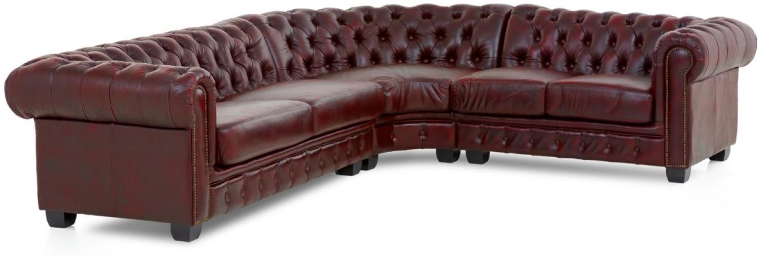 Ecksofa Chesterfield Echtleder II rot Bild 1