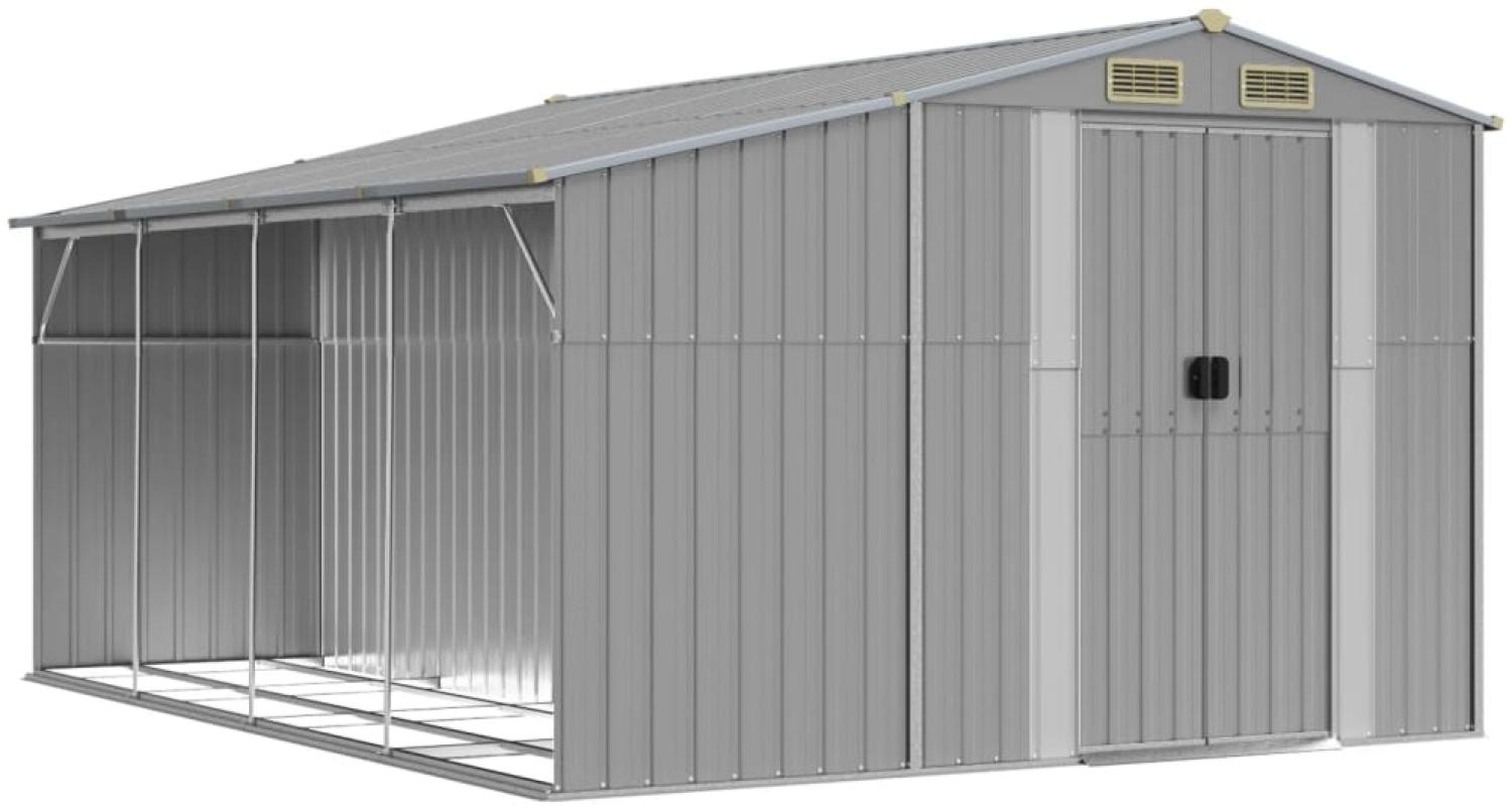 vidaXL Gerätehaus Grau 277x365,5x179 cm Verzinkter Stahl 3188291 Bild 1