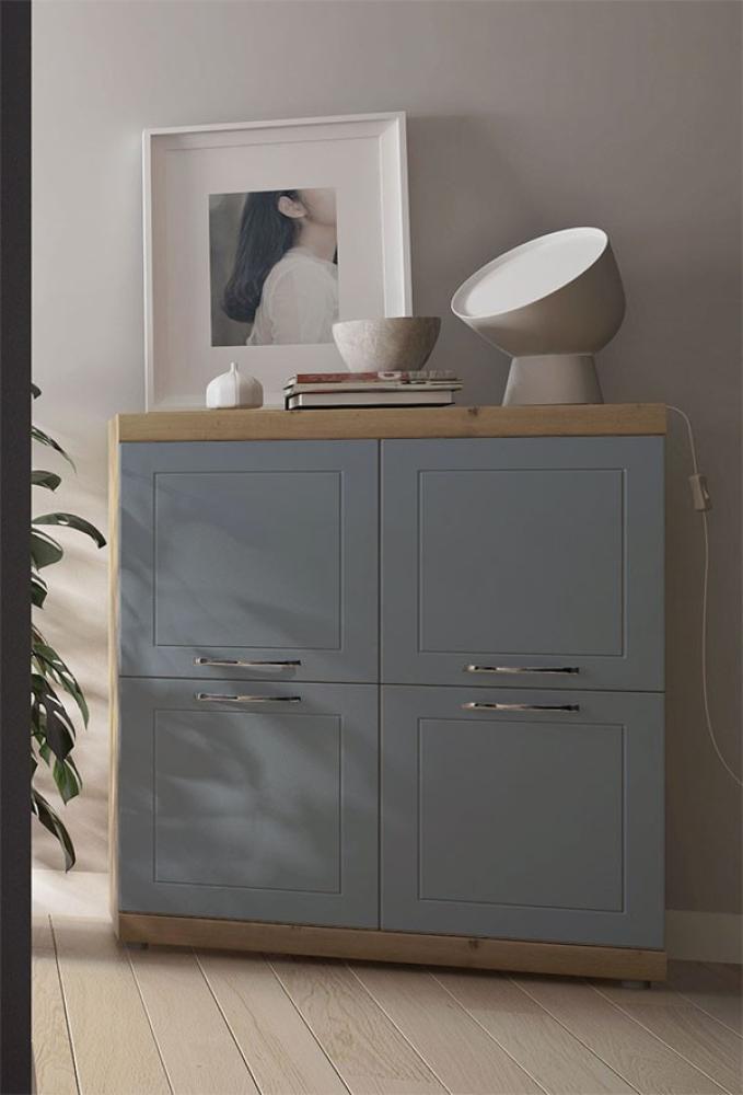 Kommode "Kvantum" Sideboard 93cm Artisan Eiche MDF Dust grey Bild 1