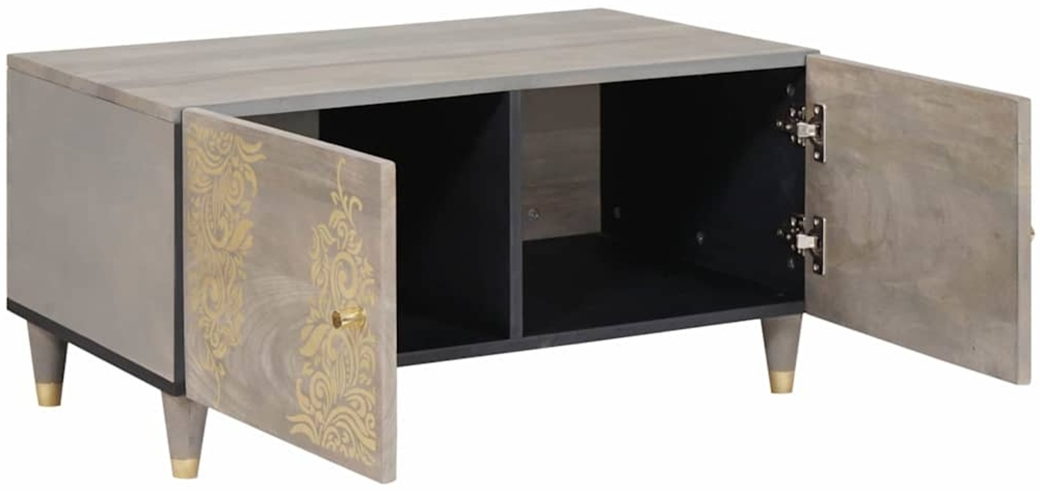 Couchtisch, Sofatisch Grau 80 x 50 x 40 cm Massivholz Mango Bild 1