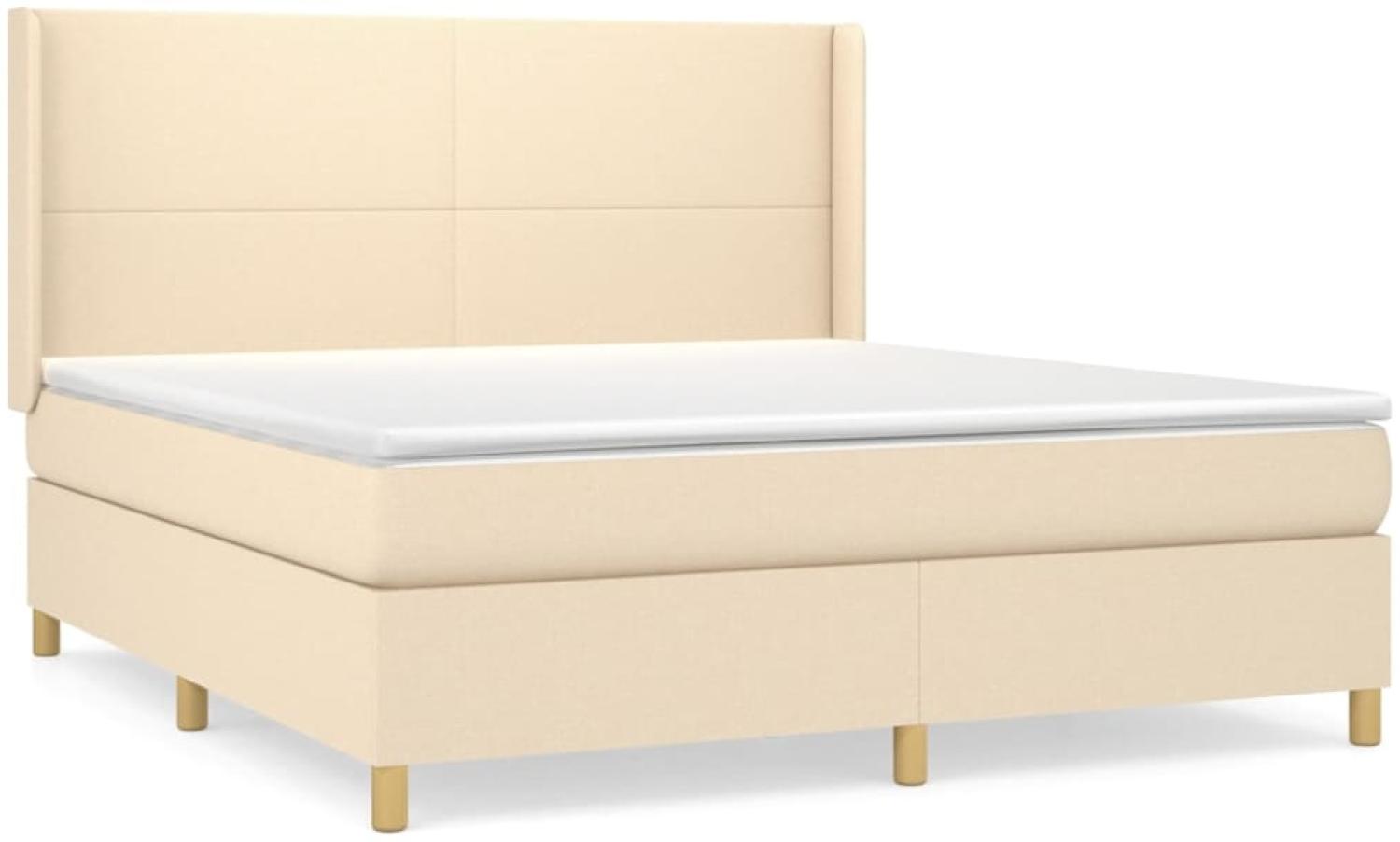 vidaXL Boxspringbett mit Matratze Creme 180x200 cm Stoff 3131854 Bild 1