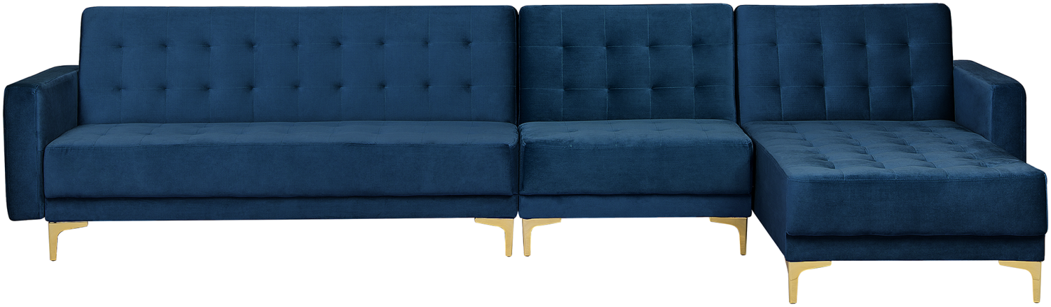 Modulsofa Samtstoff Schlaffunktion marineblau linksseitig ABERDEEN Bild 1