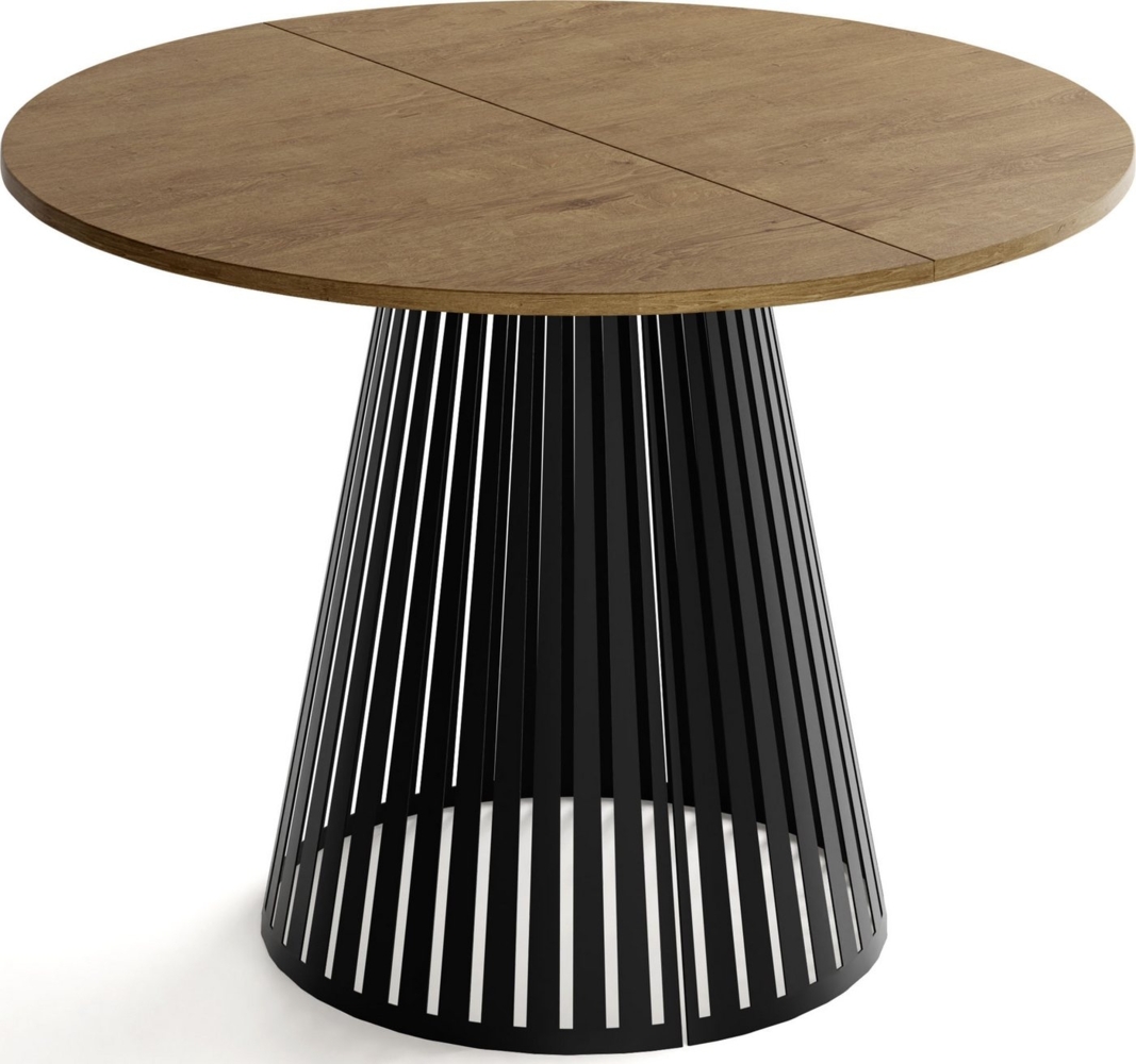 WFL GROUP Esstisch Naro Black (erhältlich in 2 Größen – 100/120 cm, ausziehbar auf 180/200 cm), platzsparender Tisch mit Lamellen für Küche, Esszimmer oder Wohnzimmer Bild 1