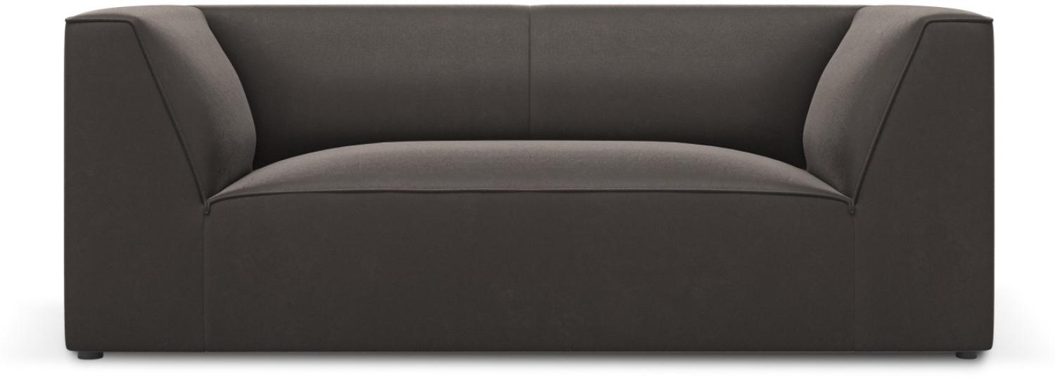 Micadoni 2-Sitzer Samtstoff Sofa Ruby | Bezug Dark Grey | Beinfarbe Black Plastic Bild 1