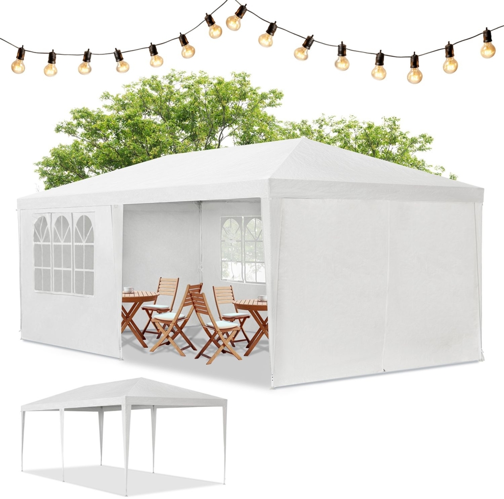 Juskys Partyzelt 3x6 m in Weiß – Gartenpavillon mit Dach & Seitenwänden – Gartenzelt mit 18 m² Grundfläche – Sonnenschutz für Outdoor Bild 1