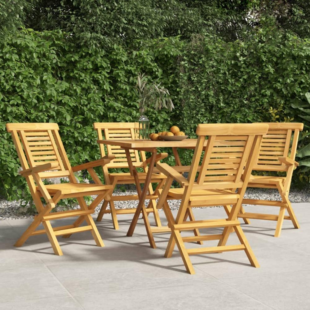 vidaXL Gartenstühle 4 Stk. Klappbar 56x63x90 cm Massivholz Teak 3155049 Bild 1