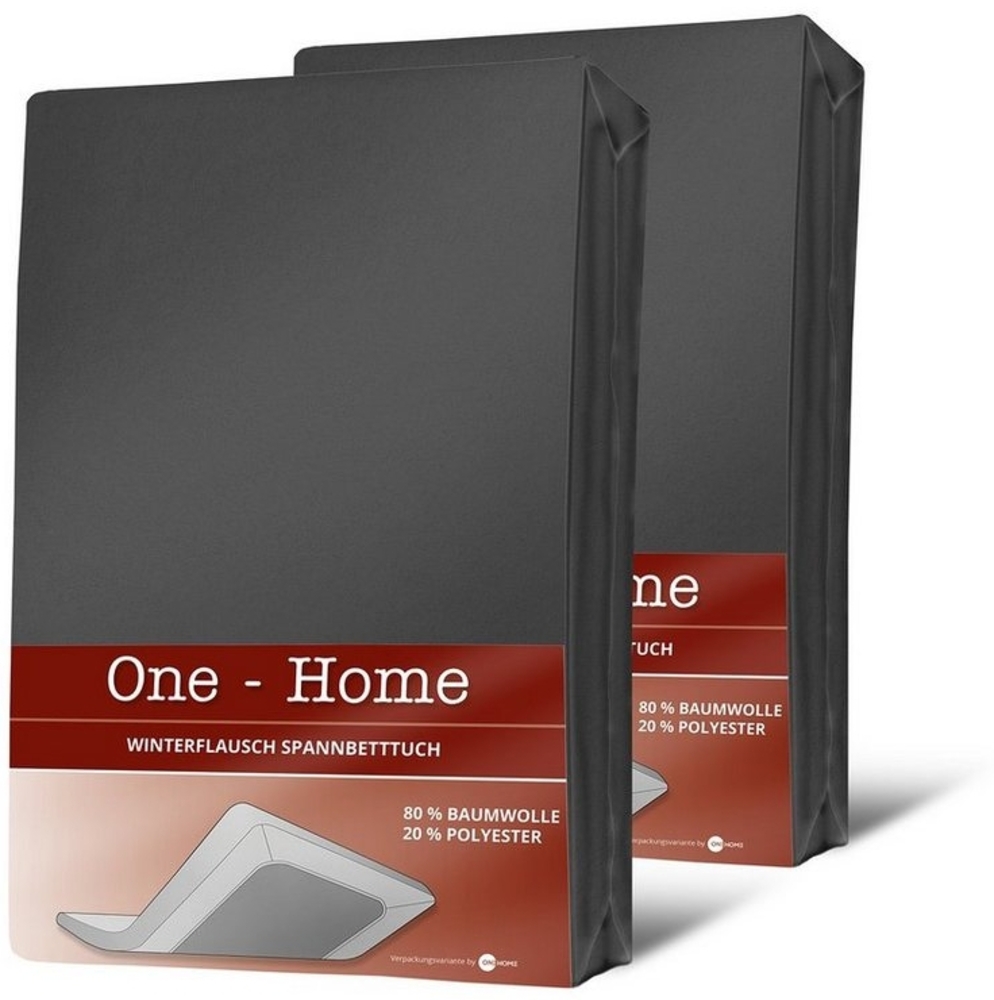 One Home Spannbettlaken Winter, Baumwolle, Gummizug: rundum, (2 Stück), kuschelig warm und flauschig, Double Pack Bild 1