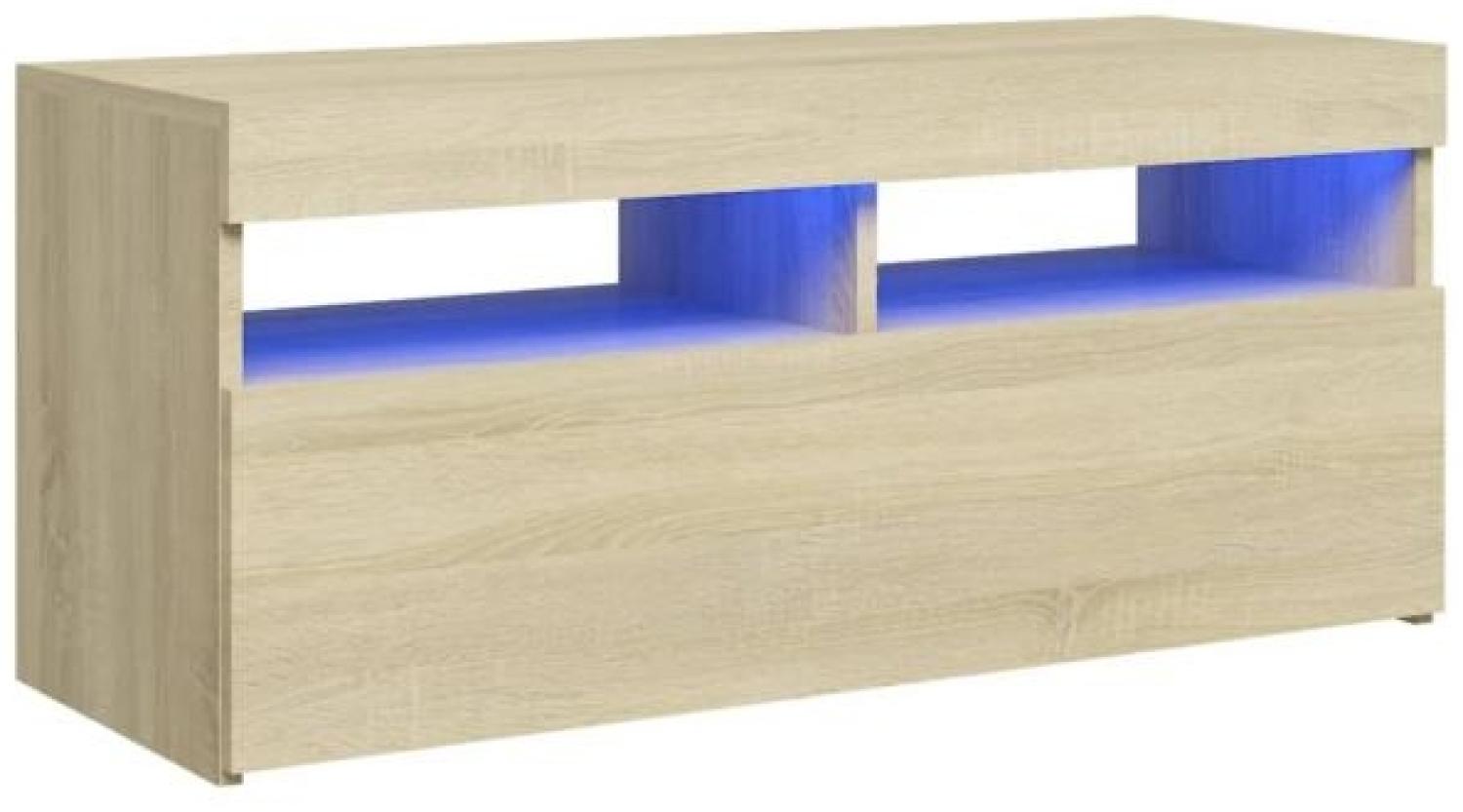 vidaXL TV-Schrank mit LED-Leuchten Sonoma-Eiche 90x35x40 cm, Mit Beleuchtung [804385] Bild 1