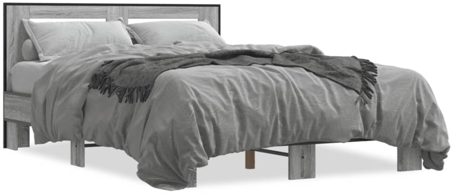 vidaXL Bettgestell Grau Sonoma 120x190 cm Holzwerkstoff und Metall 3280120 Bild 1