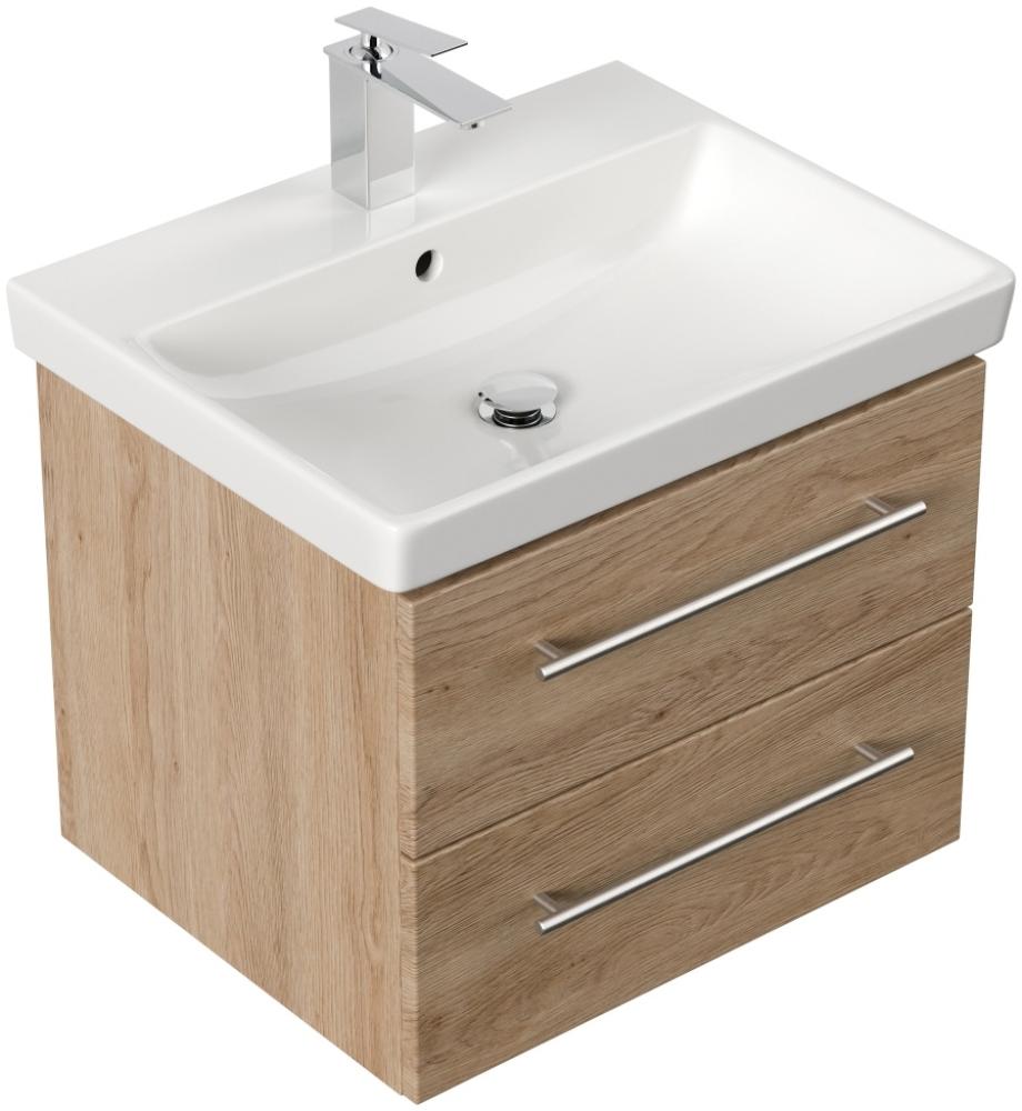 Badmöbel mit Villeroy & Boch Avento Waschbecken 60cm SoftClose eiche hell : Eiche hell Bild 1