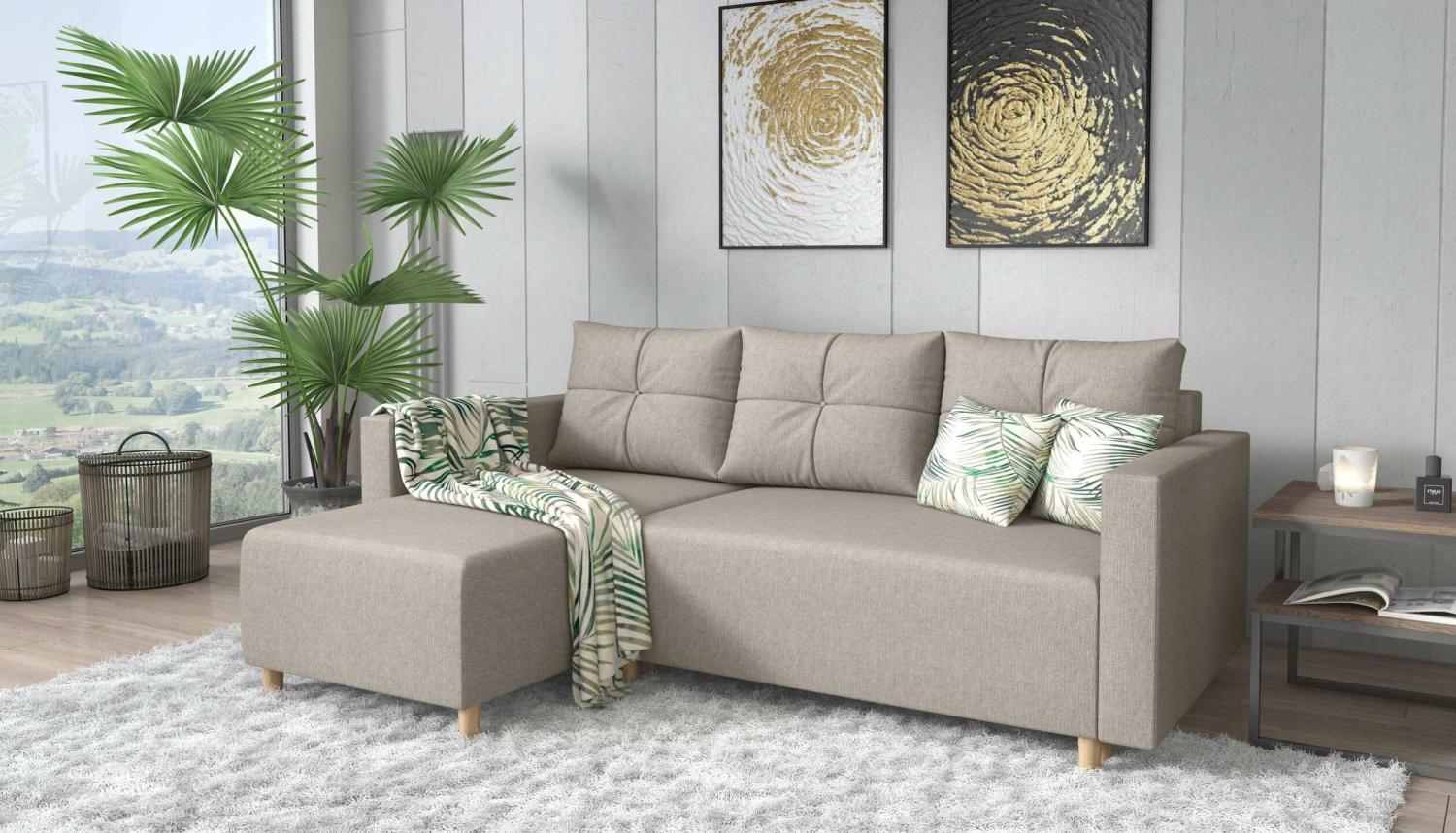 Stylefy Livenza Ecksofa Strukturstoff Beige Links Bild 1