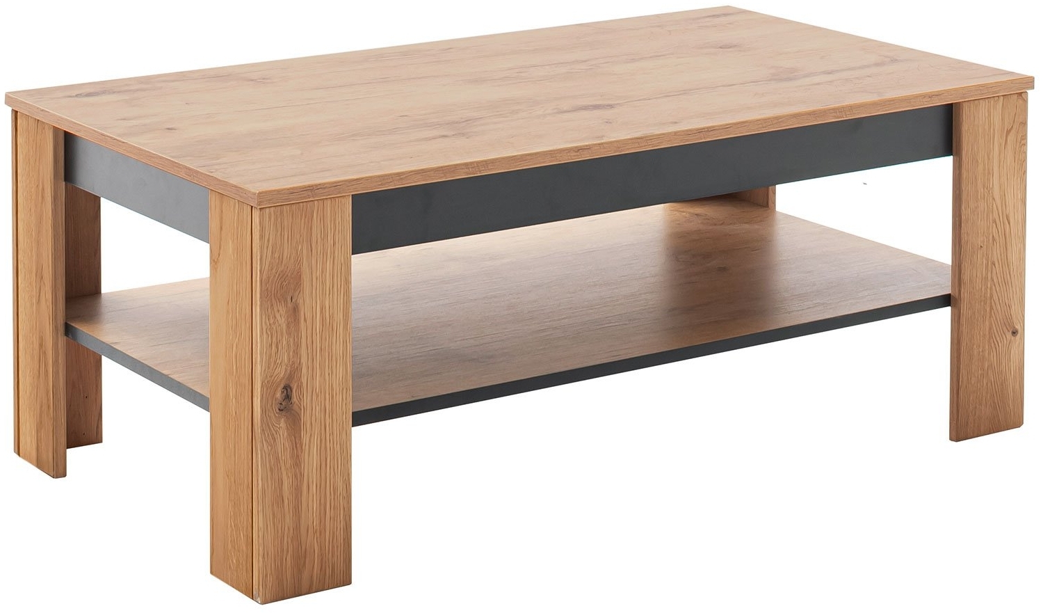 Couchtisch Grazia / Greno, Schwarz, Holzfarben, 115 x 46 x 65 cm Bild 1