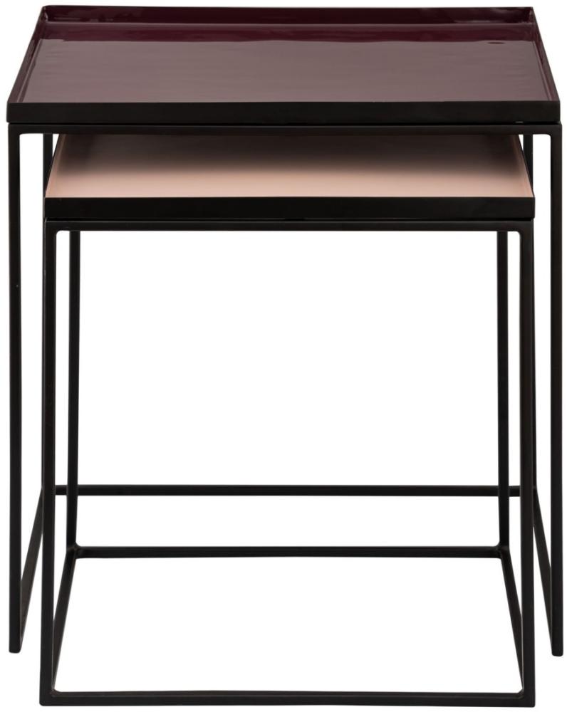 Soma Beistelltisch 2er Set Satztisch 45 H 45 cm Dekotisch Lampentisch Sofatisch Copenhagen Tisch Emaille (BxHxL) 48 x 50 x 36 purple - rose Bild 1