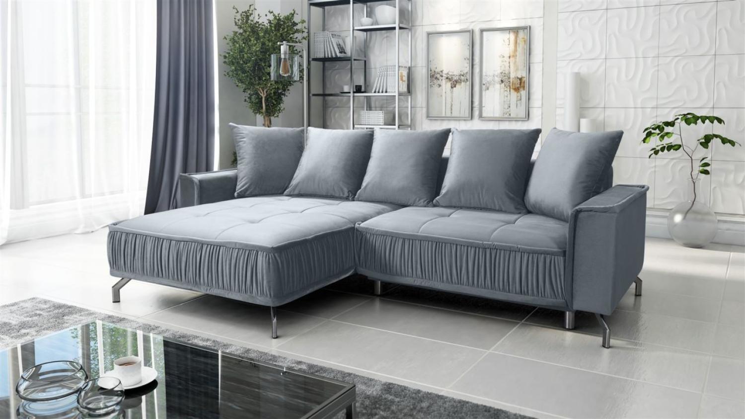 Ecksofa Schlafsofa Sofa FLORENCE Stoff Element Grau Ottomane Links Bild 1